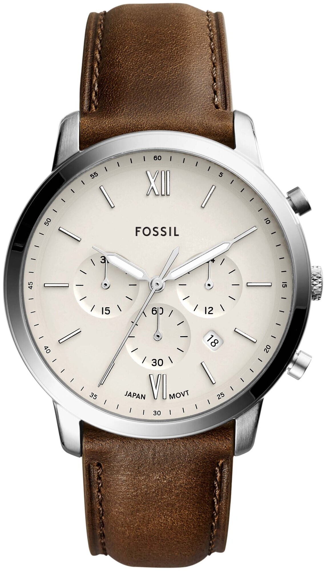 Fossil Herrenuhr Neutra Chronograph Leder Braun