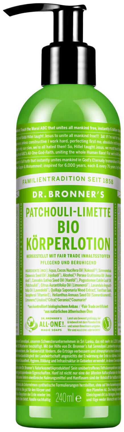 Image of Dr. Bronner's BIO Lotion Patschouli Lime 240ml