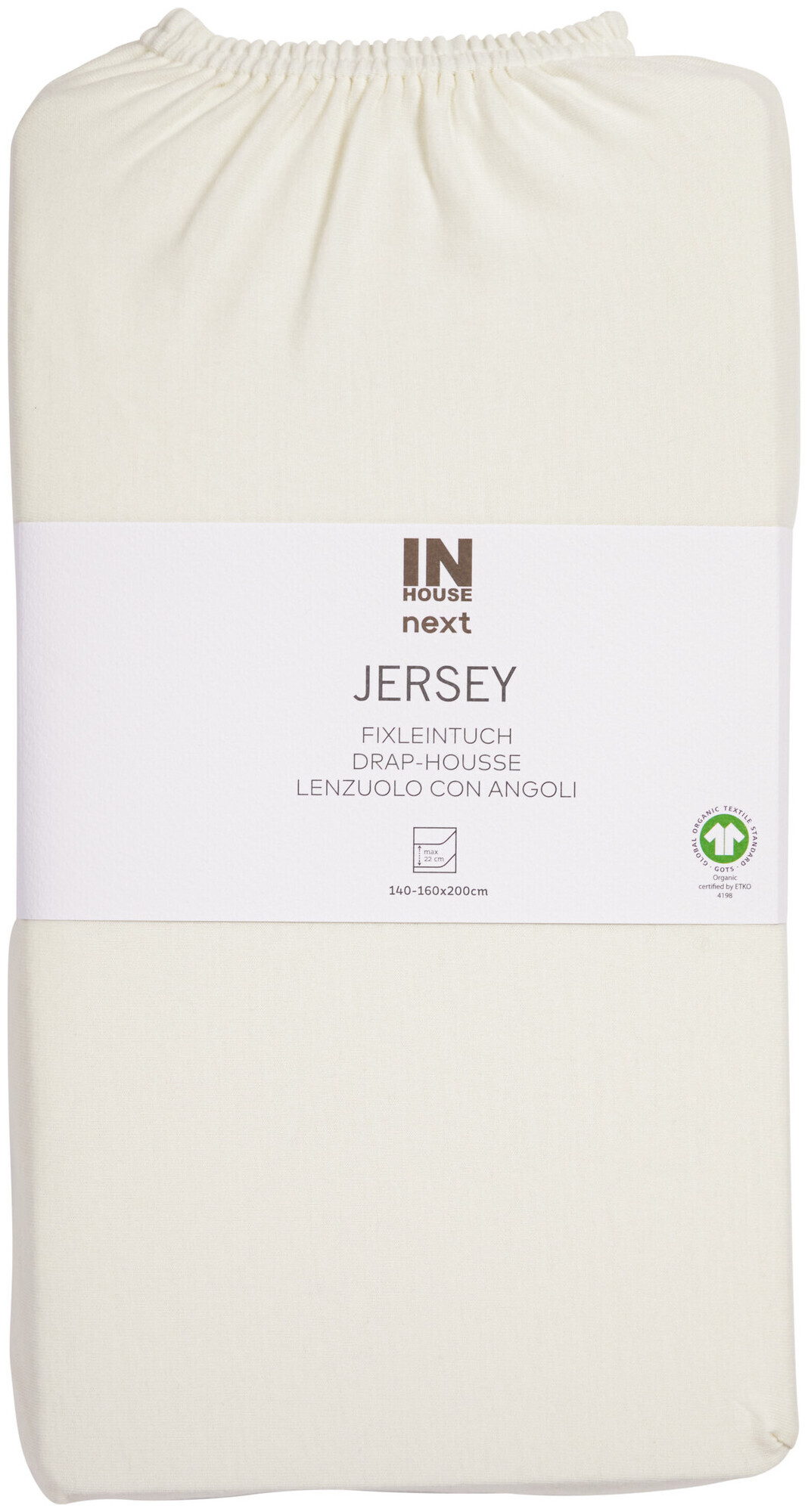 Image of Inhouse Fixleintuch Gots Jersey 160x200 offwhite