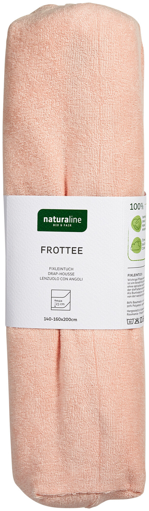 Image of Naturaline Textil Bio Fixl. Frotte 160x200 rosa