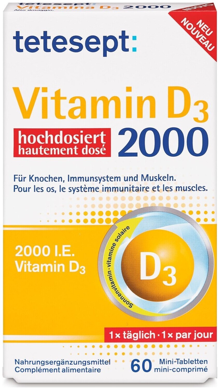 Image of Tetesept Vitamin D3 2000 Mini-Tabletten 60 Stück