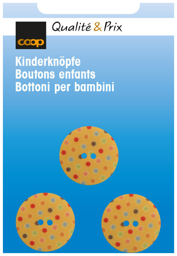 Image of Polyesterknopf braun mit bunten Punkten 18 mm 3 Stk.