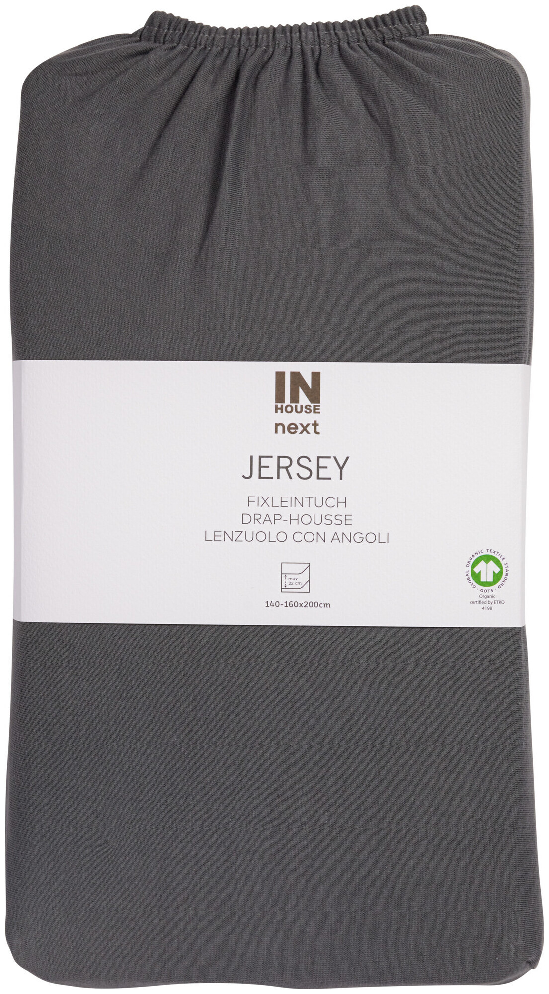 Image of Inhouse Fixleintuch Gots Jersey 160x200 anthrazit