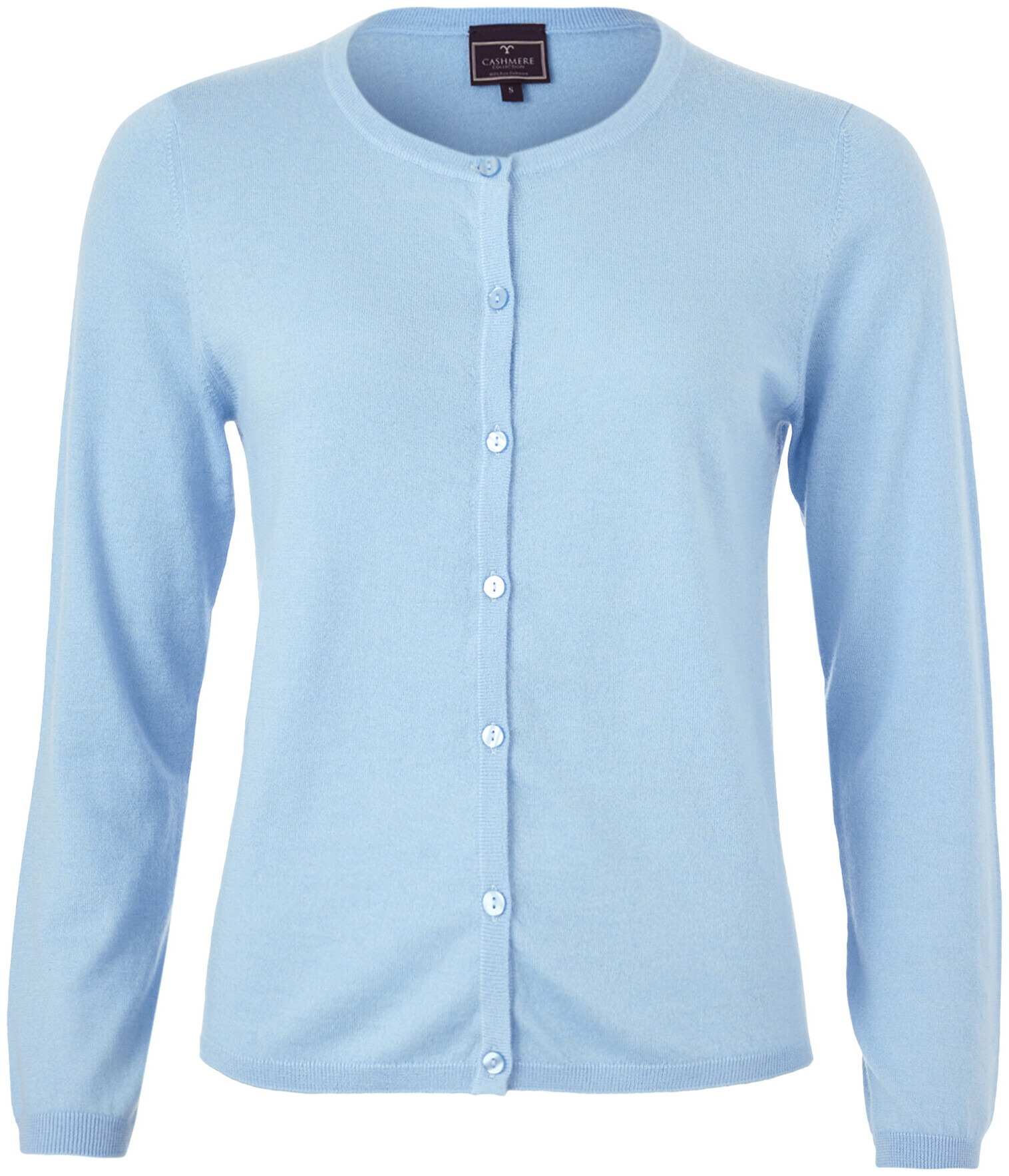 Cashmere Dames Cardigan en cachemire col rondbleu clair S