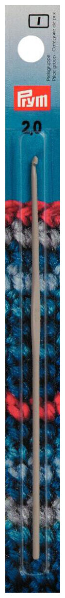 Image of Prym Häkelnadel ohne Griff, grau 2.00 mm, 14 cm, Karte, Aluminium