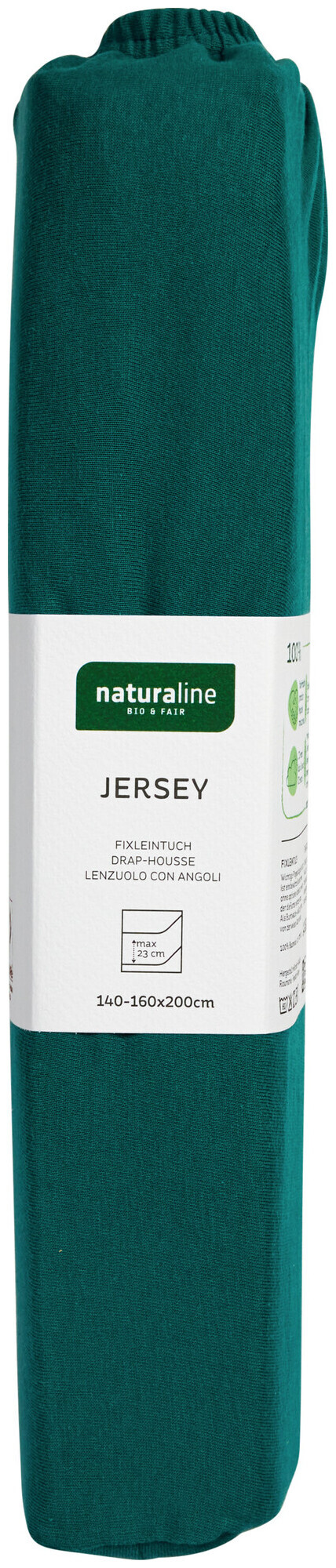 Image of Naturaline Textil Bio Fixl. Jersey 160x200 petrol