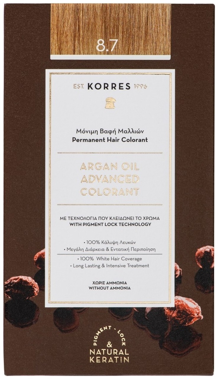 Image of Korres Argan OIL Hochentwickelte Haarcoloration Toffee 8.7