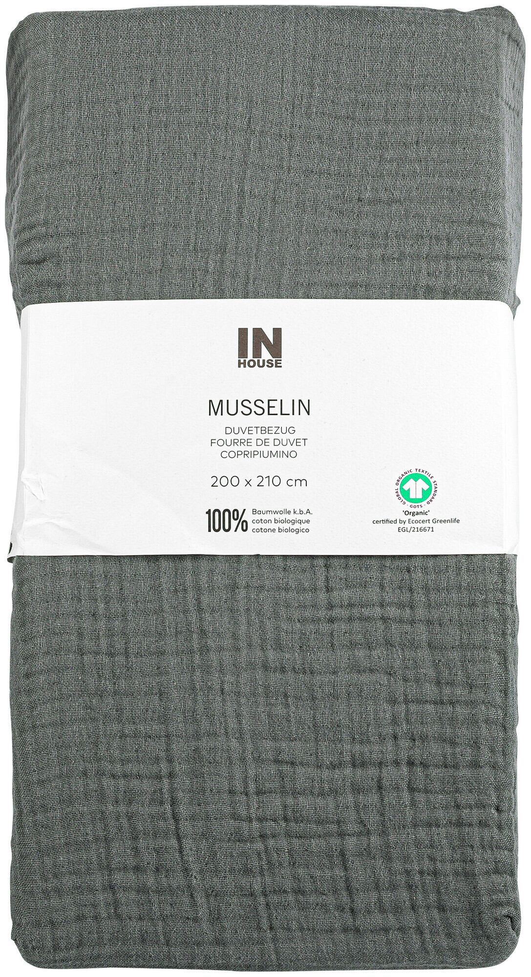 Image of Inhouse Duvet Gots Musseline 200x210 anthrazit