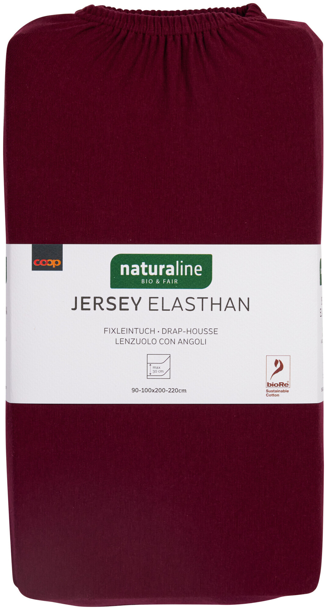 Image of Naturaline Textil Bio Fixl. Jersey EA 90x200 bordo
