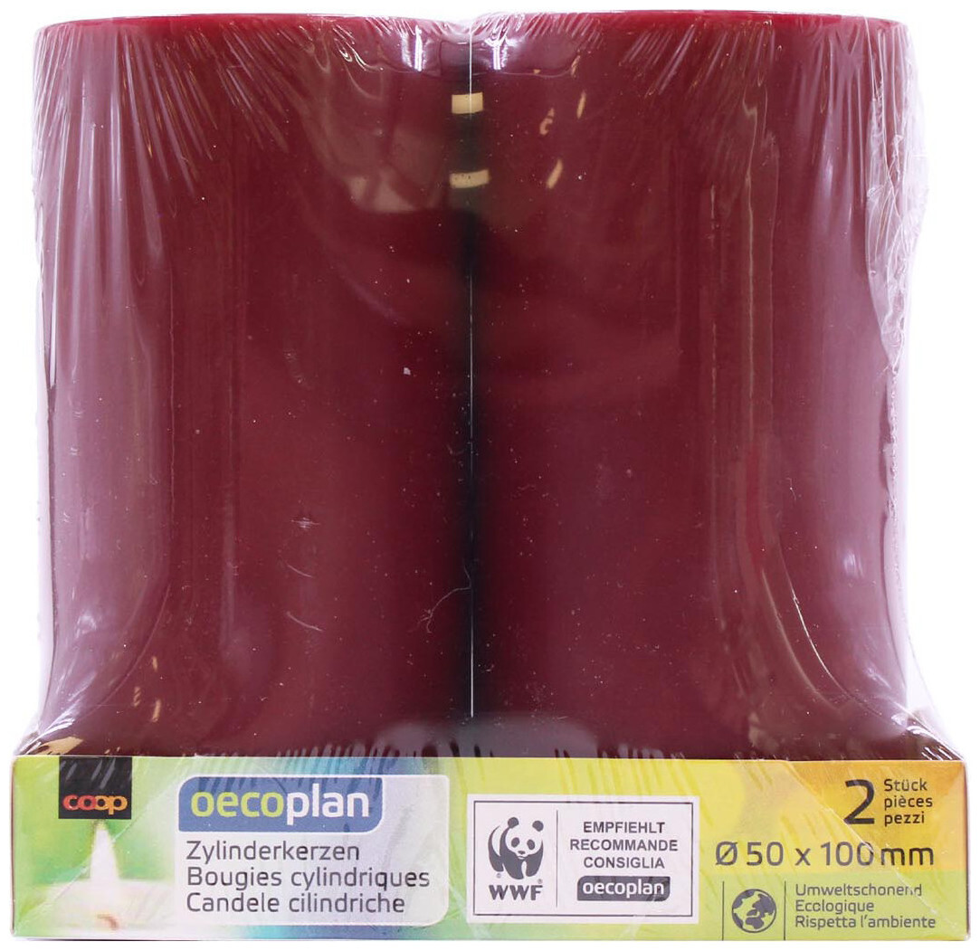 Image of Oecoplan Zylinderkerzen 50x100 2Stk. dkl.rot