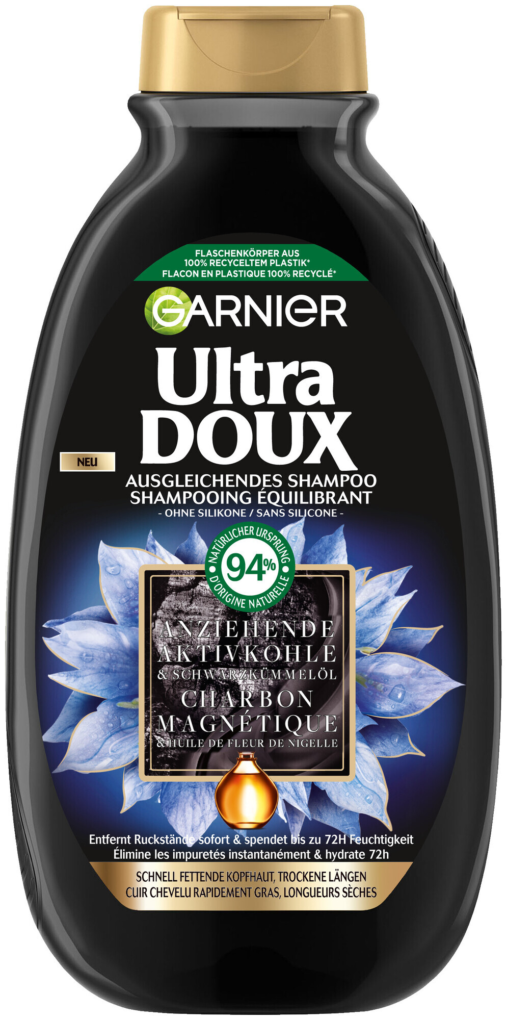 Image of Garnier Ultra Doux Ausgleichendes Shampoo Aktivkohle, 300.0ml