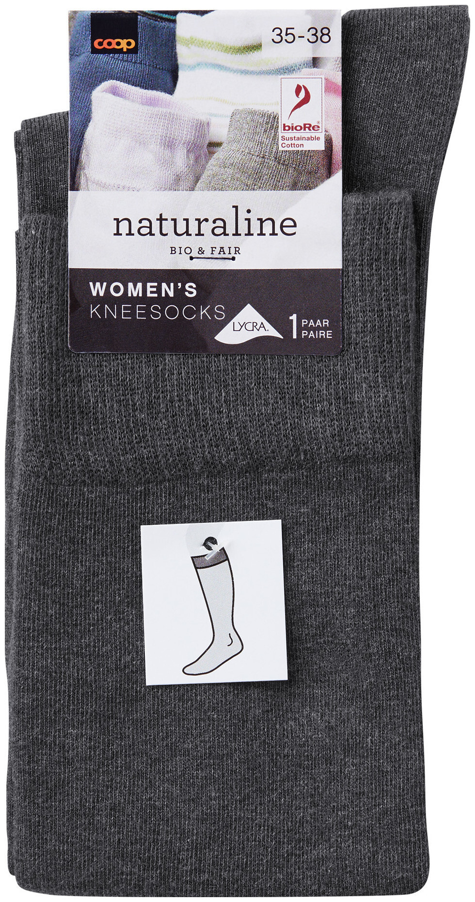 Naturaline Textil Naturaline Damen Kniestrumpf Grau 39 - 41
