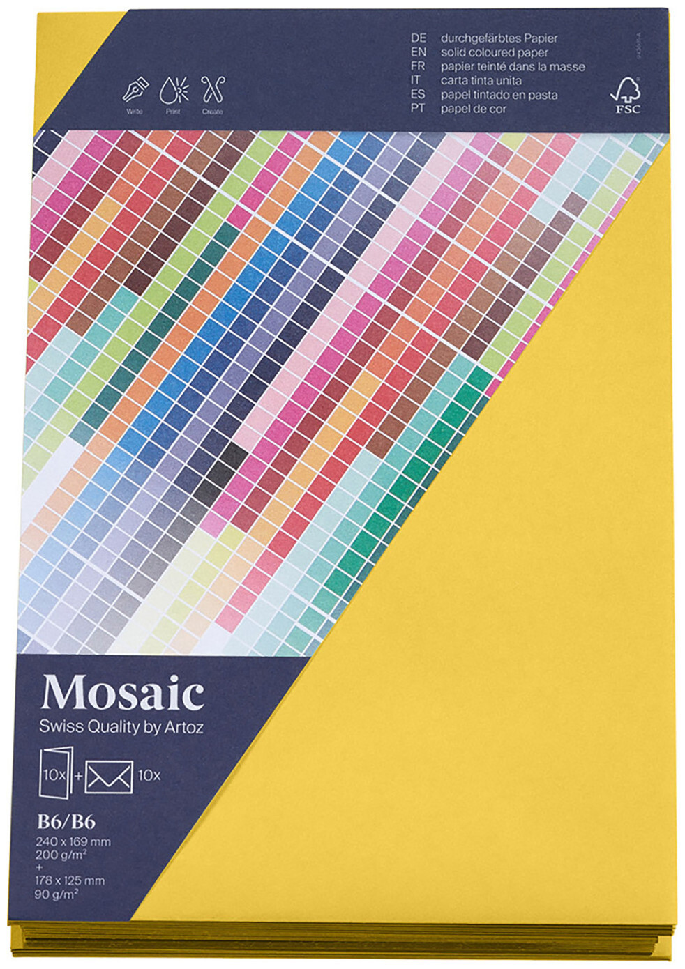 Image of Artoz Mosaic Karten/Kuverts B6/B6 gelb je 10 Stück