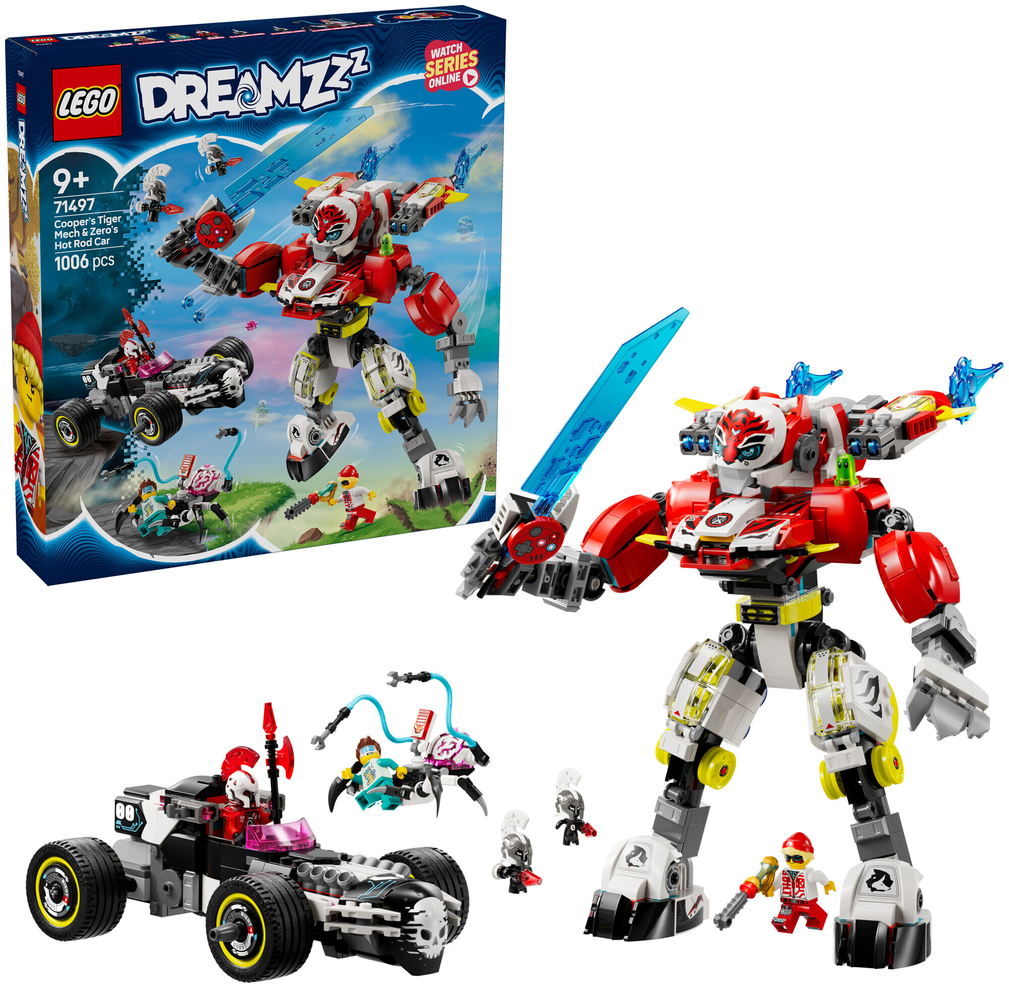 Lego Dreamzzz Lego DREAMZzz 71497 Coopers Tiger-Mech und Zero's Hot Rod Auto ab 9 Jahren