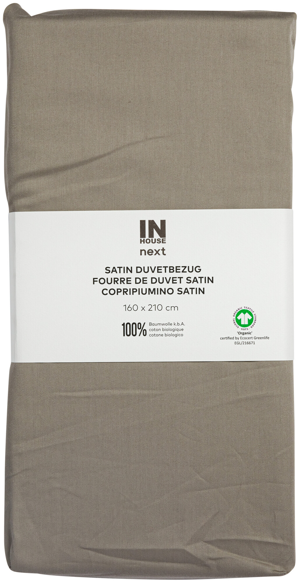 Image of Inhouse Duvet Gots Satin 160x210 taupe