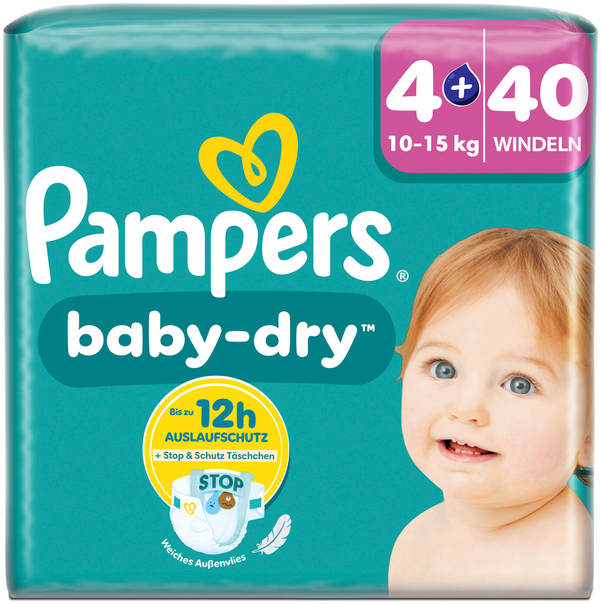 Image of Pampers Baby Dry Grösse 4+ Maxi Plus 10-15kg 40 Stück