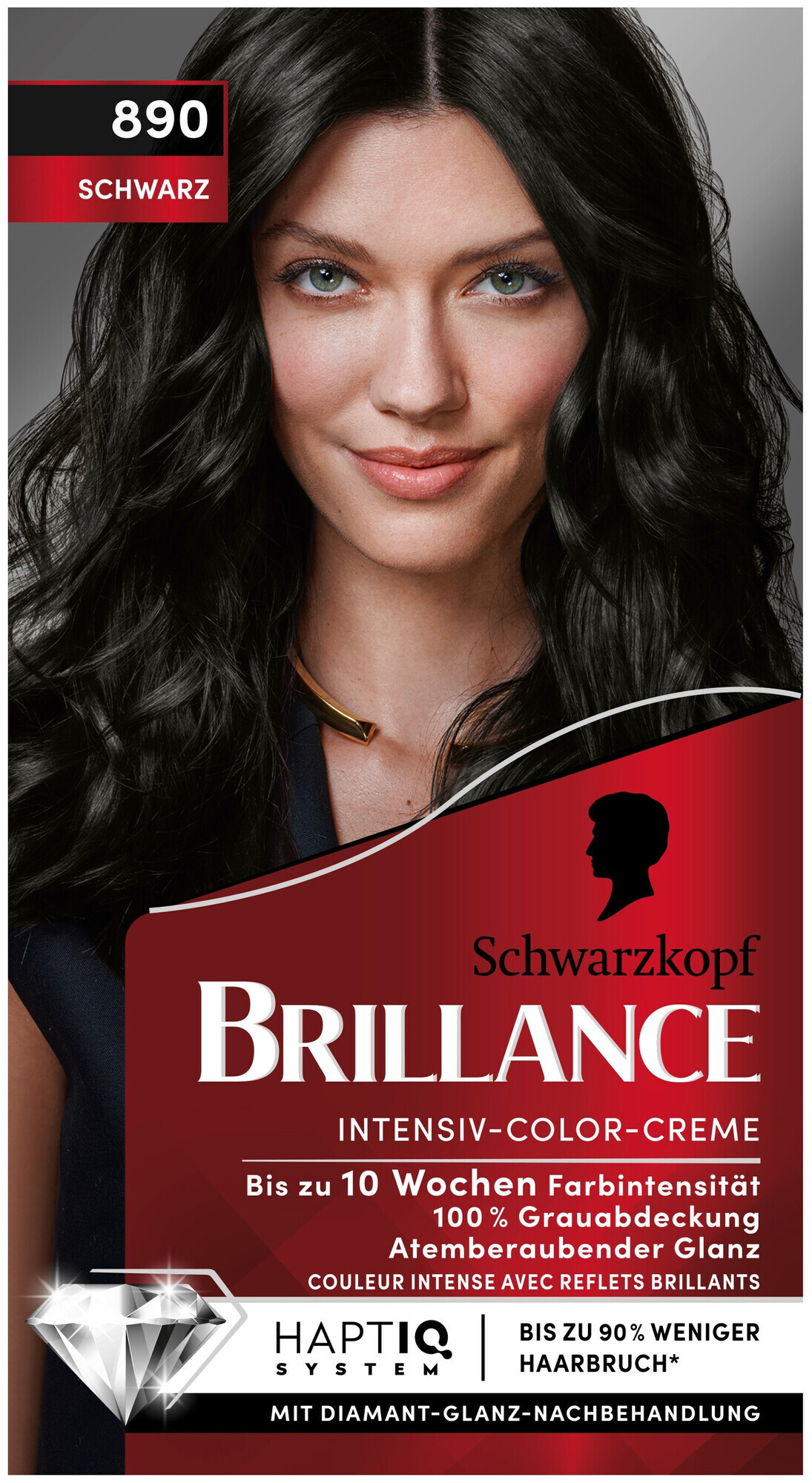 Image of Schwarzkopf Brillance Intensiv-Color-Creme 890 Schwarz 160 ml