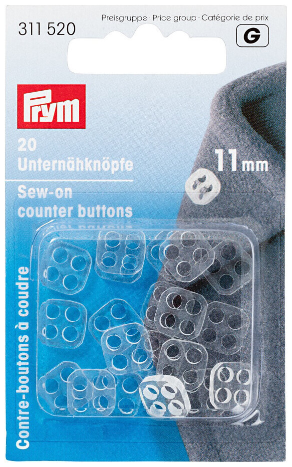 Image of Prym Unternähknopf transparent 11 mm 20 Stk.