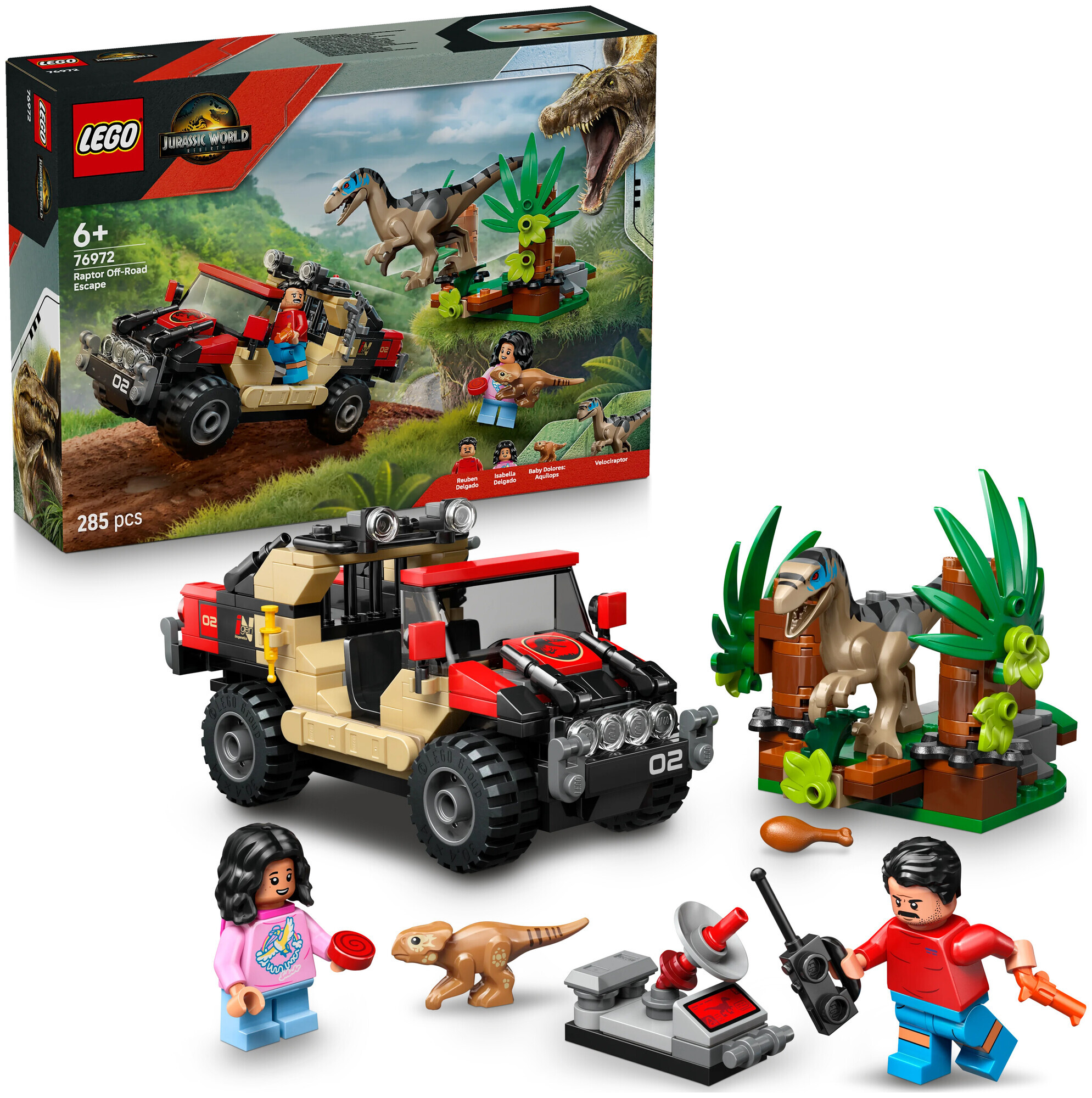 Lego Jurassic World Lego Jurassic World 76972 Raptor: Verfolgungsjagd mit dem Geländewagen 6+ Jahre