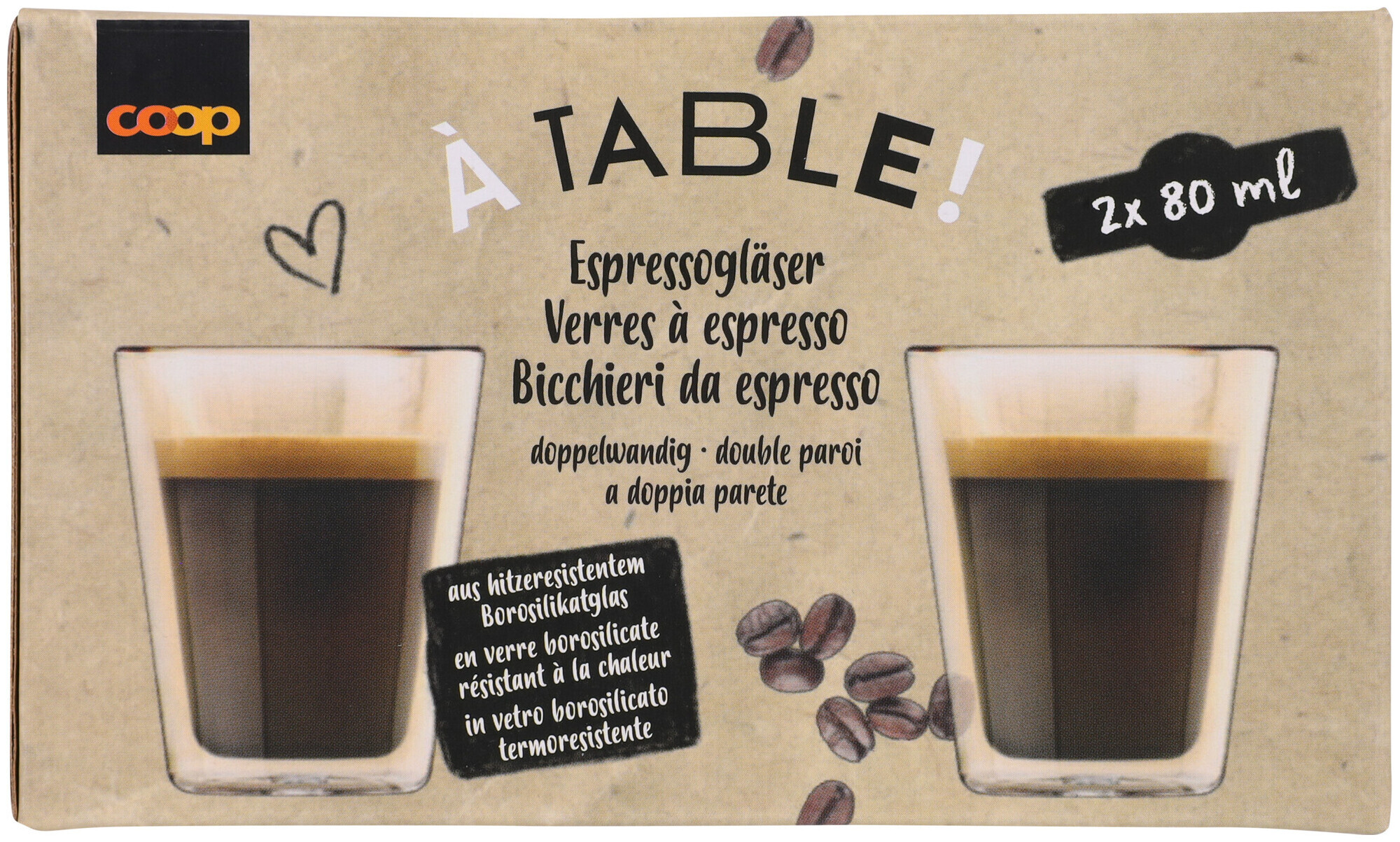 À Table! Espressoglas Doppelwand 2x80ml
