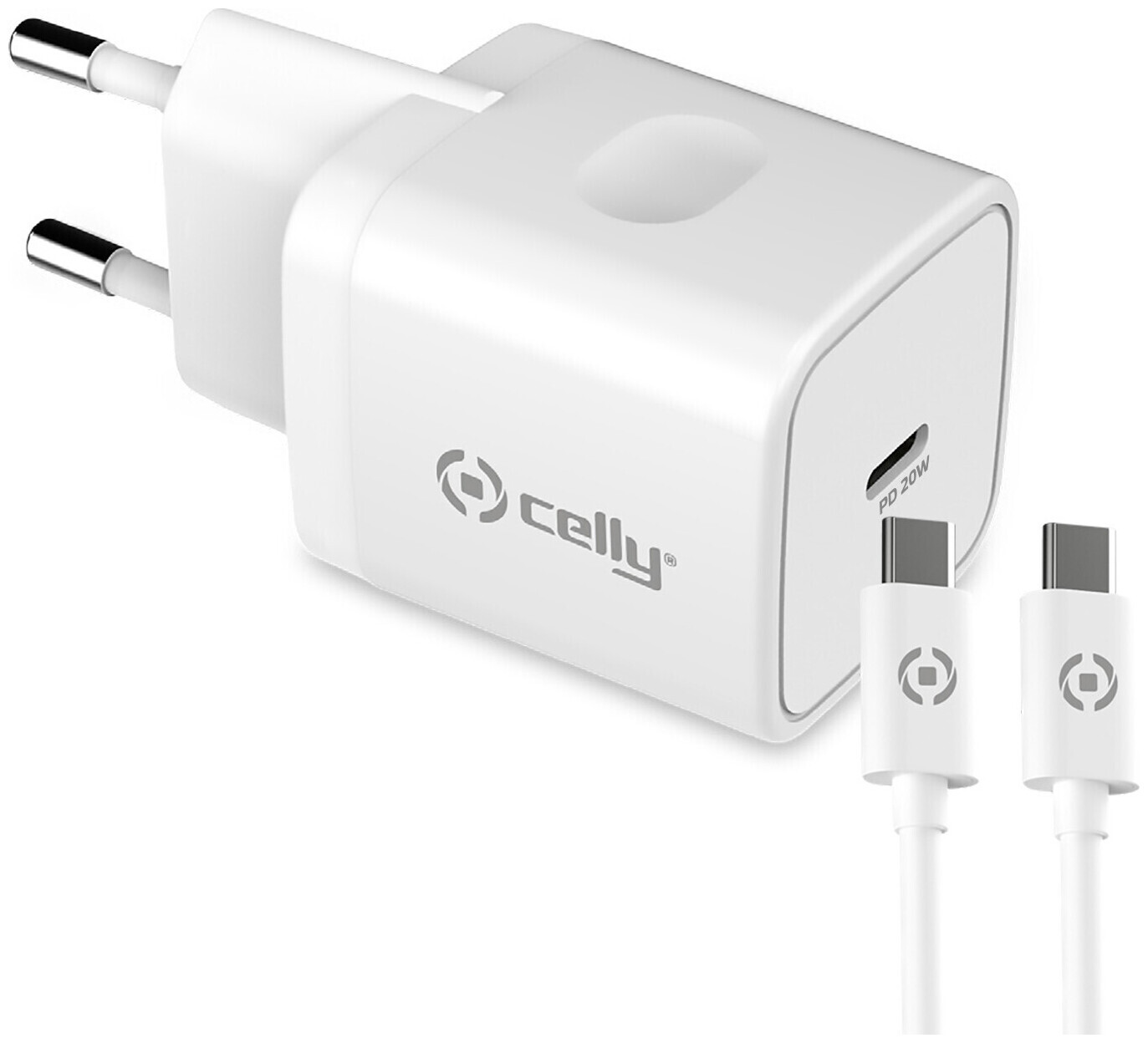 Image of Celly Ladegerät 1 Usb-C 20W + Licht Kabel weiss