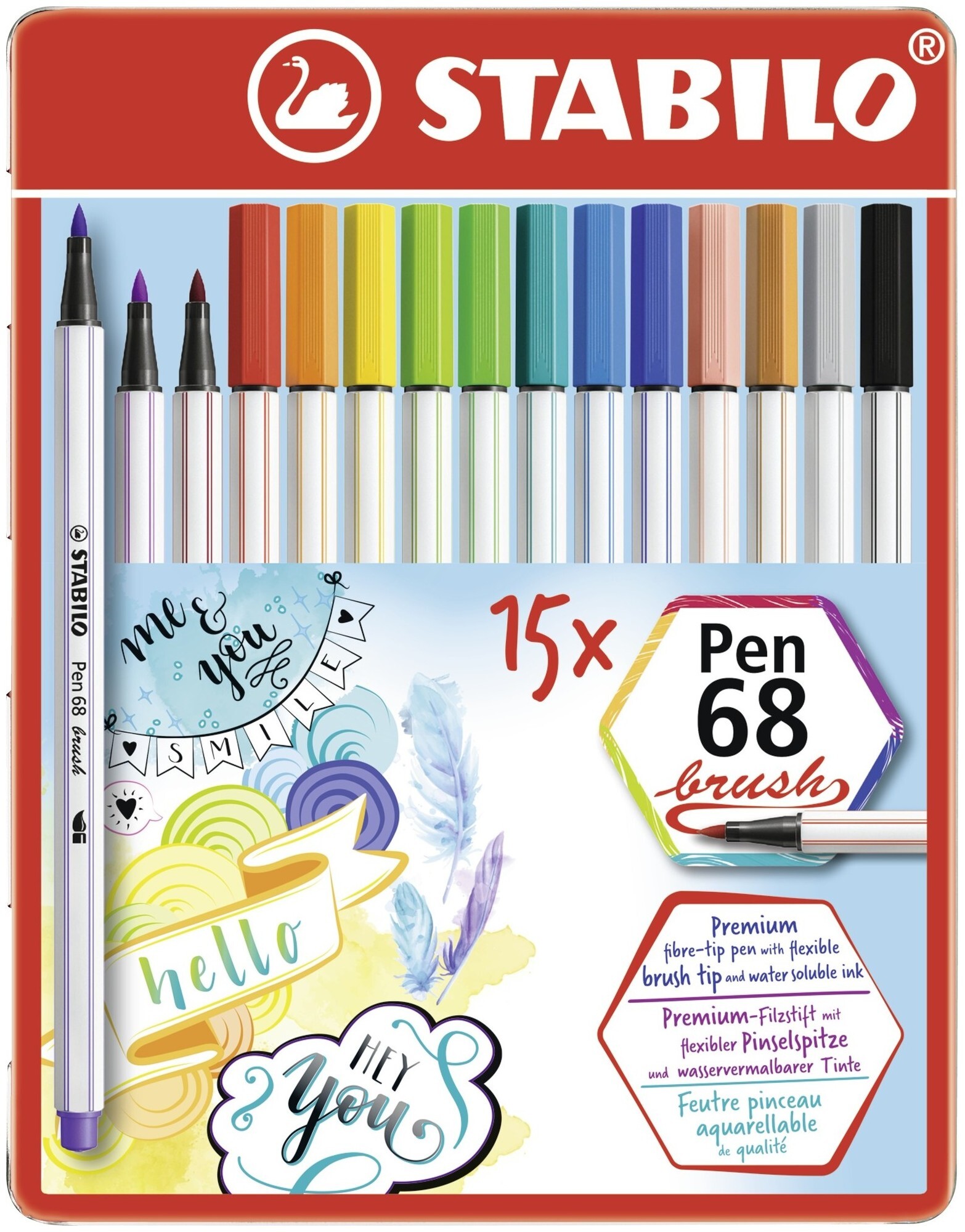 Image of Stabilo Fasermaler Pen 68 brush 15er Metalletui