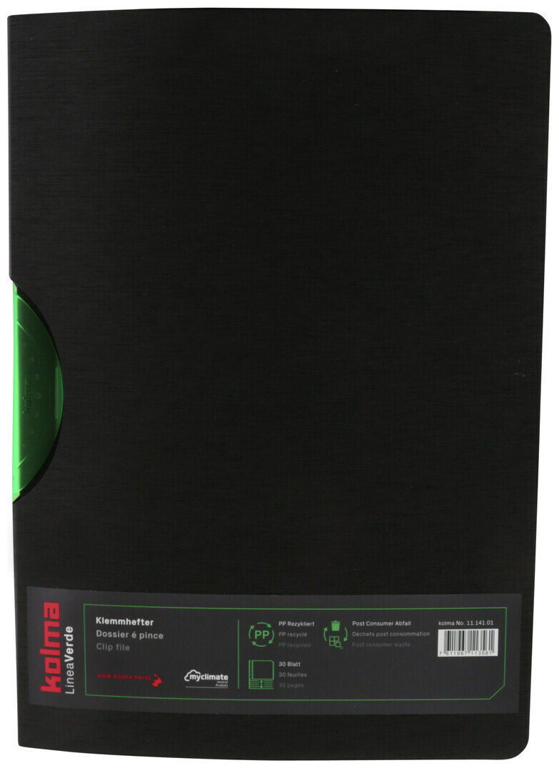 Image of Kolma Klemmhefter LineaVerde A4 Ergo Recycling schwarz