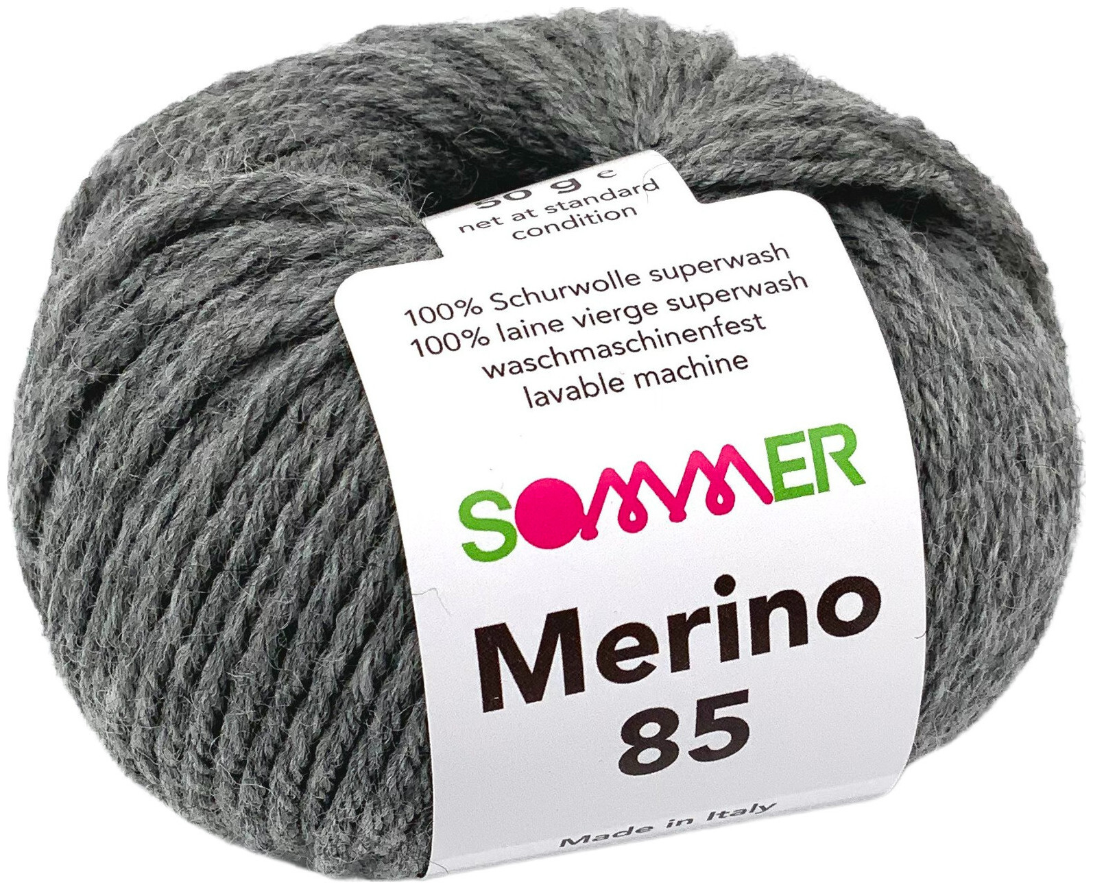 Image of Sommer Merino 85 128 Handstrickgarn 100% Merino Superwash kieselgrau meliert 50g