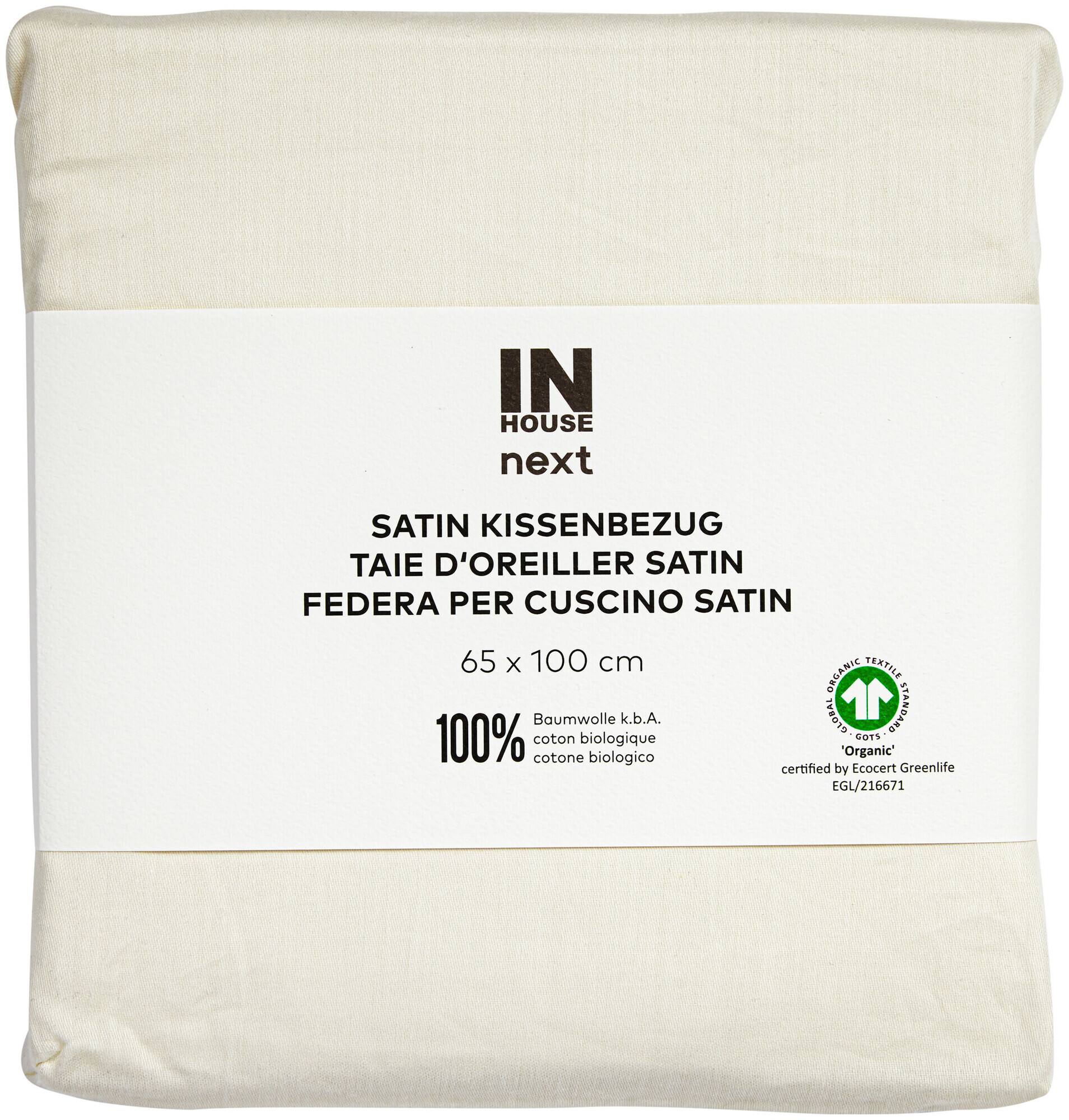 Image of Inhouse Kissen Gots Satin 65x100 ecru