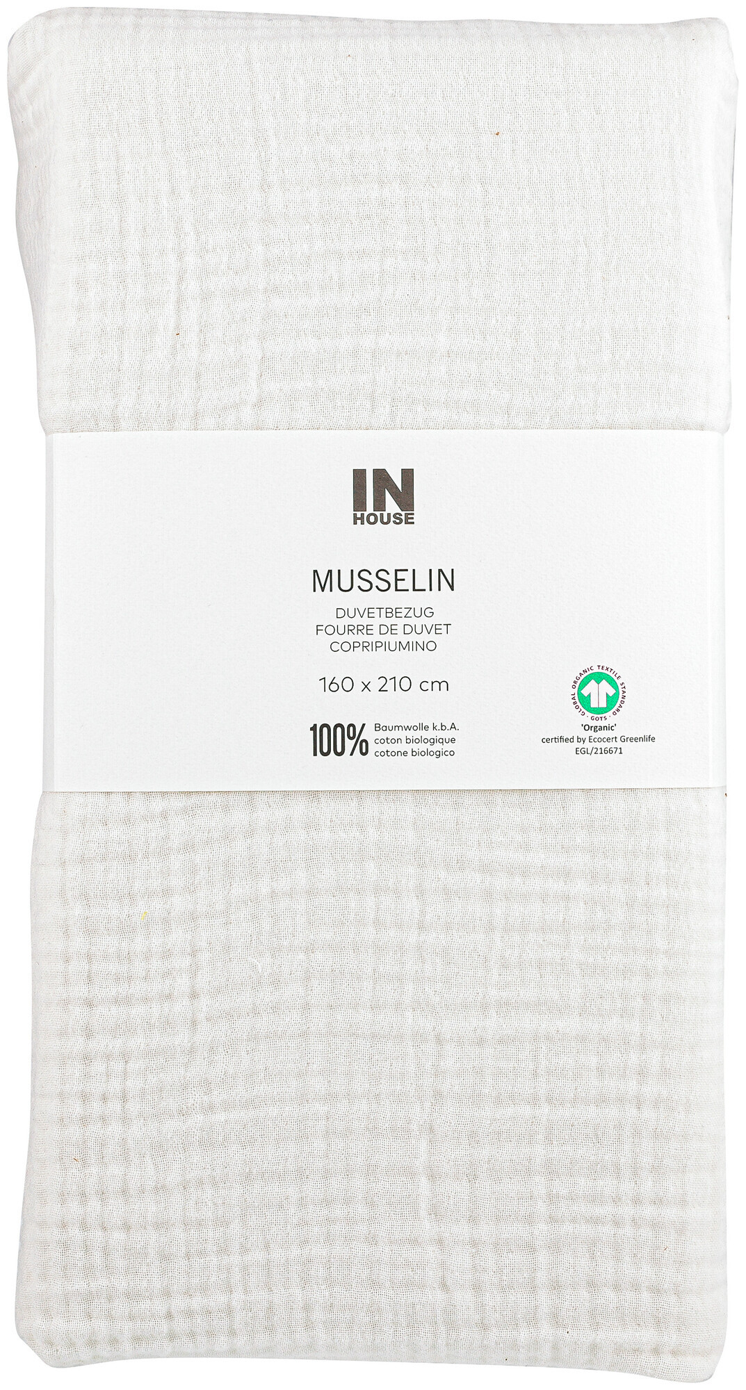 Image of Inhouse Duvet Gots Musseline 160x210 offwhite