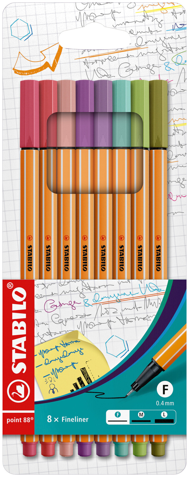 Image of Stabilo Feinschreiber point 88 8er Etui Pastellfarben