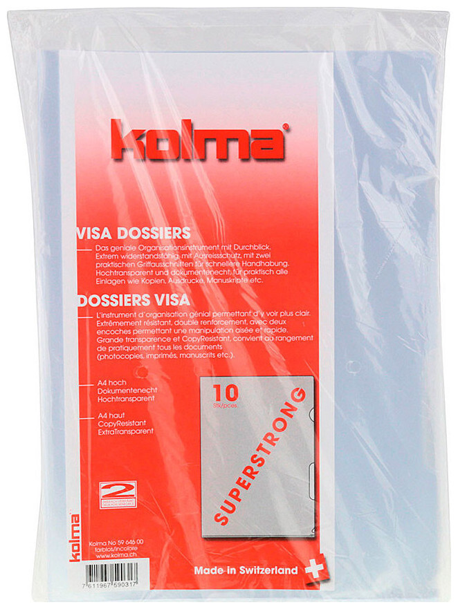 Image of Kolma Visa Dossier A4 Aktenhüllen 160my, 10Stk