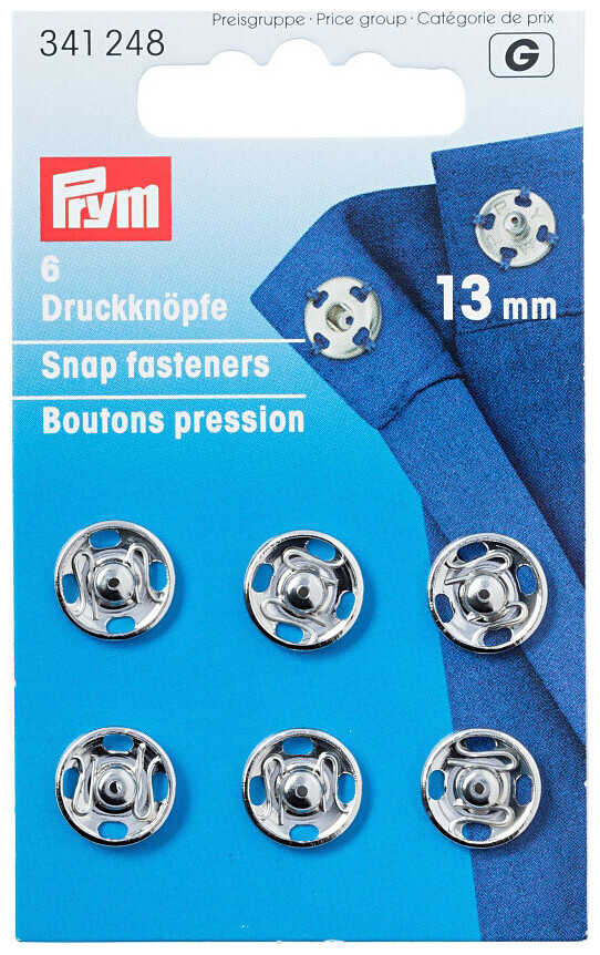 Image of Prym Annähdruckknopf silber 13 mm 6 Stk. nickelfrei