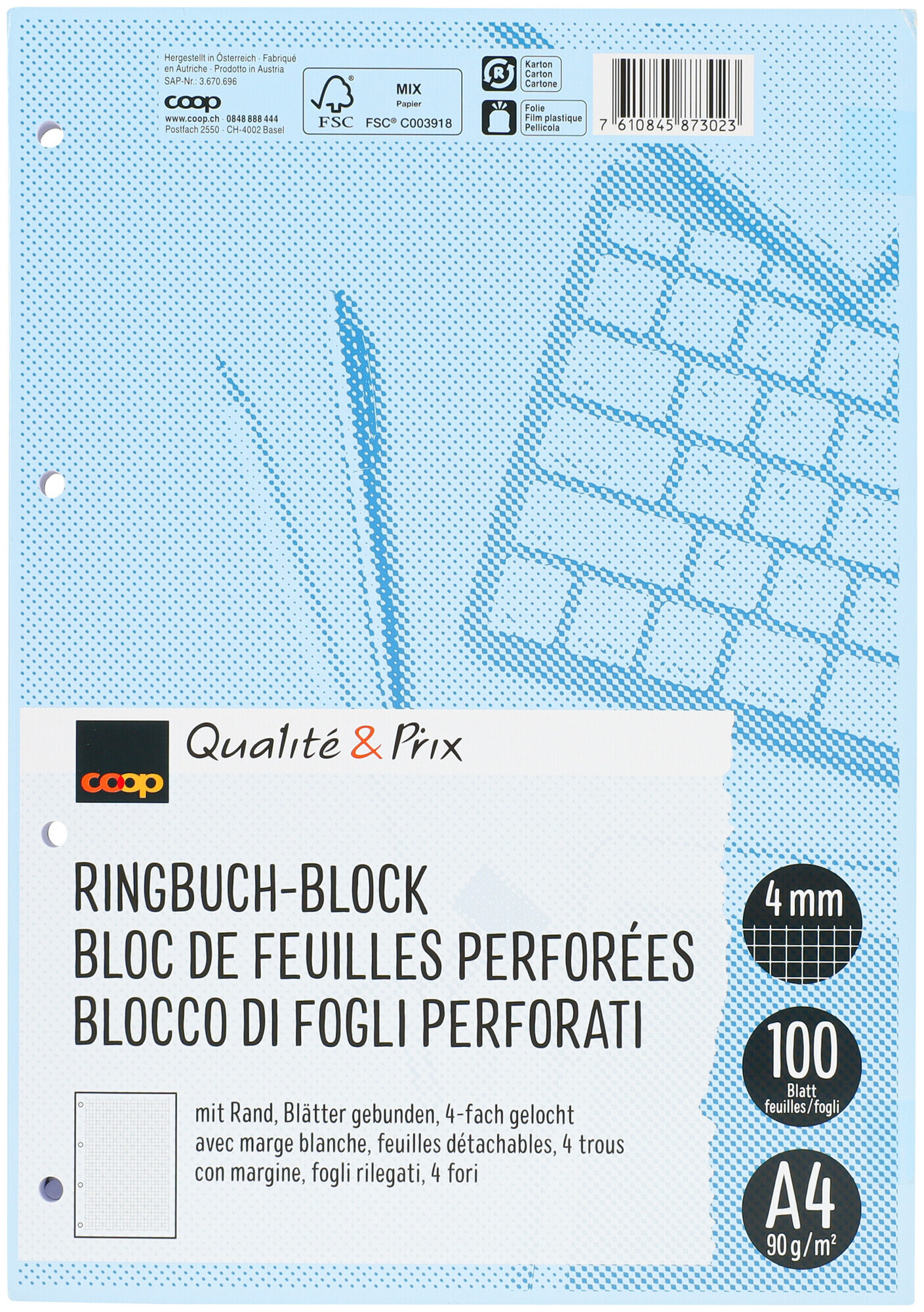 Image of Coop Qualité&Prix Ringbuch-Block A4 kariert 1 Stück