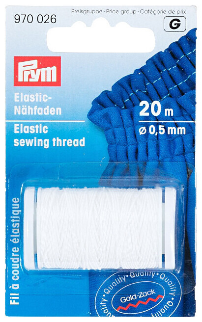 Image of Prym Elastic-Nähfaden weiss 0.5 mm Spule 20 m 1 Stk. 50 % PES 50 % EL
