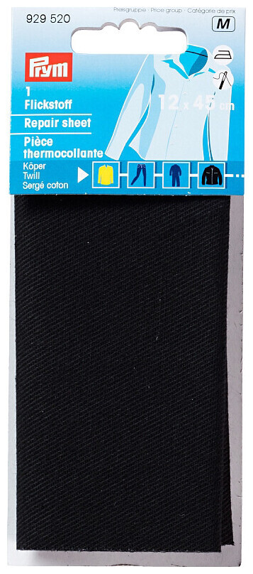 Prym tissu thermocollant sergé noir 12 x 45 cm