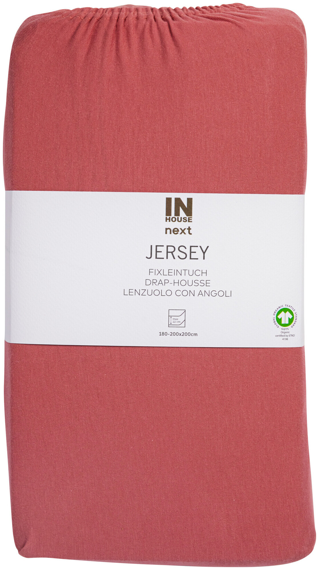 Image of Inhouse Fixleintuch Gots Jersey 180x200 rosa