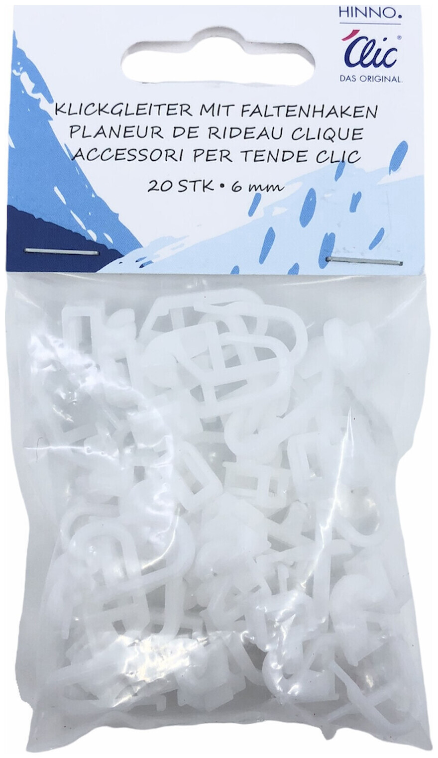 Image of Hinno Klickgleiter mit Faltenlegehaken kurz 6 mm 20 Stk.