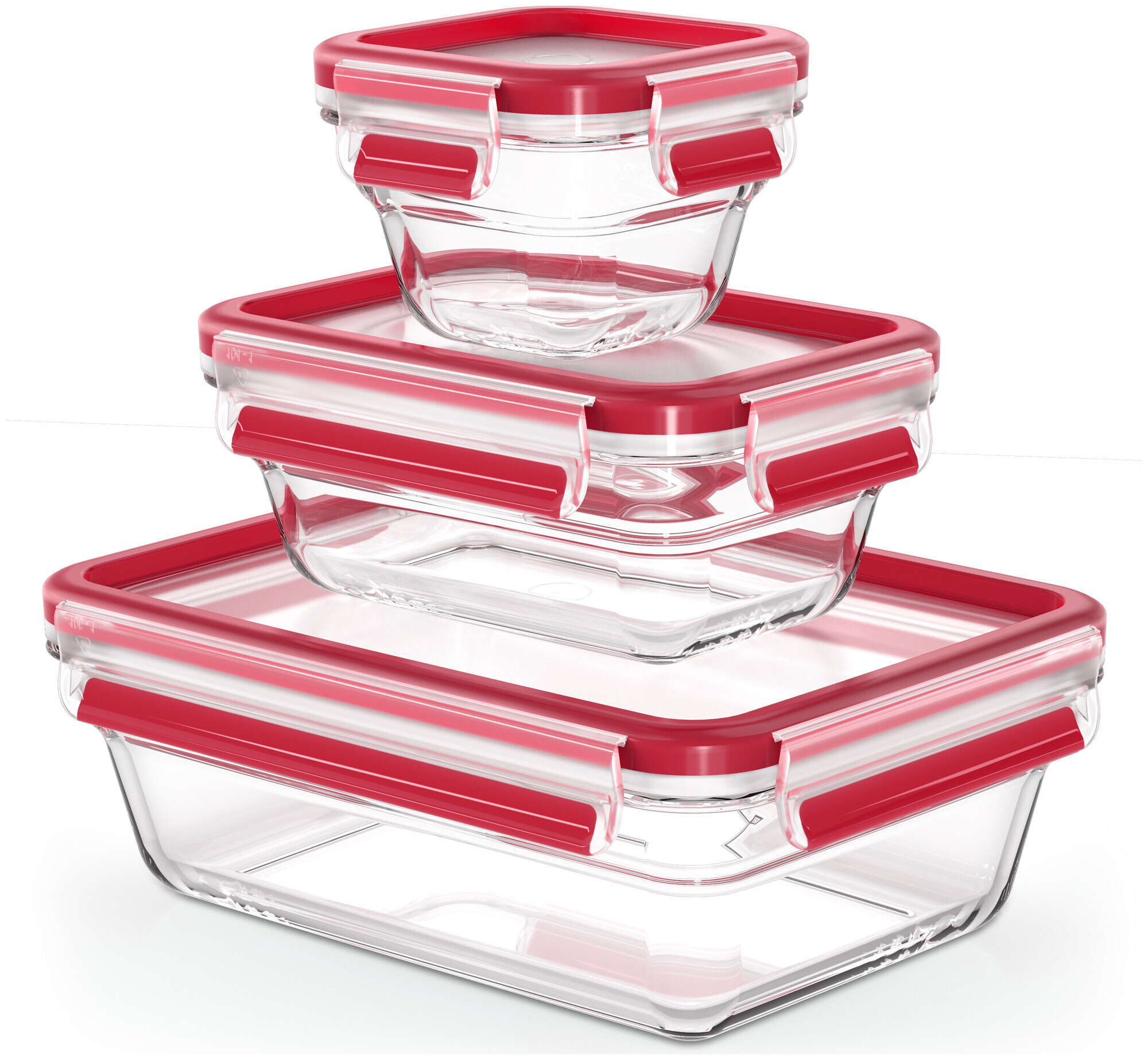 Emsa Set Clip&Close Glas 3 teilig rot