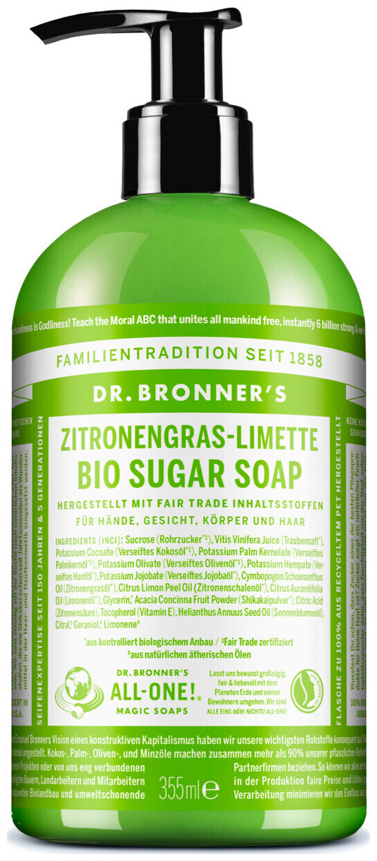 Image of Dr. Bronner's BIO Sugar Soap Lemongrass Lime 355ml