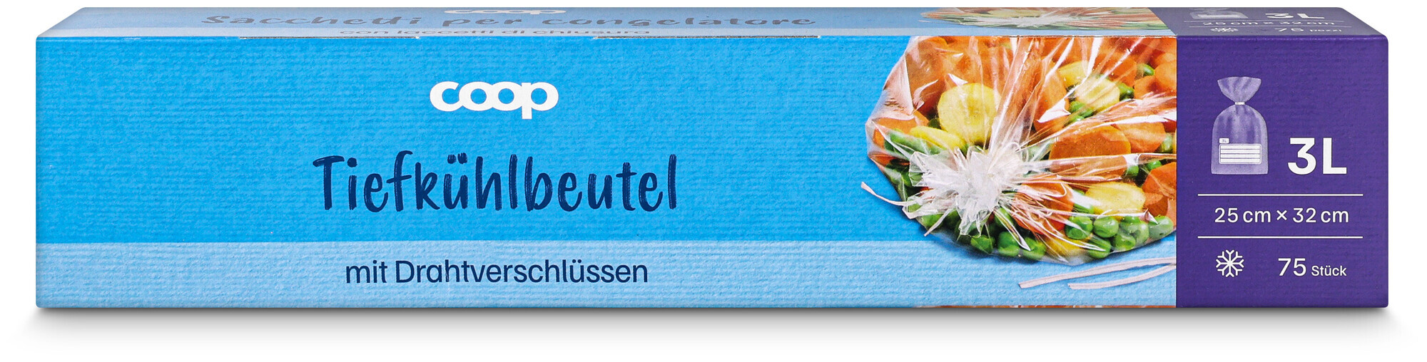 Image of Coop Tiefkühlbeutel Drahtverschlüssen 3L 75 Stück
