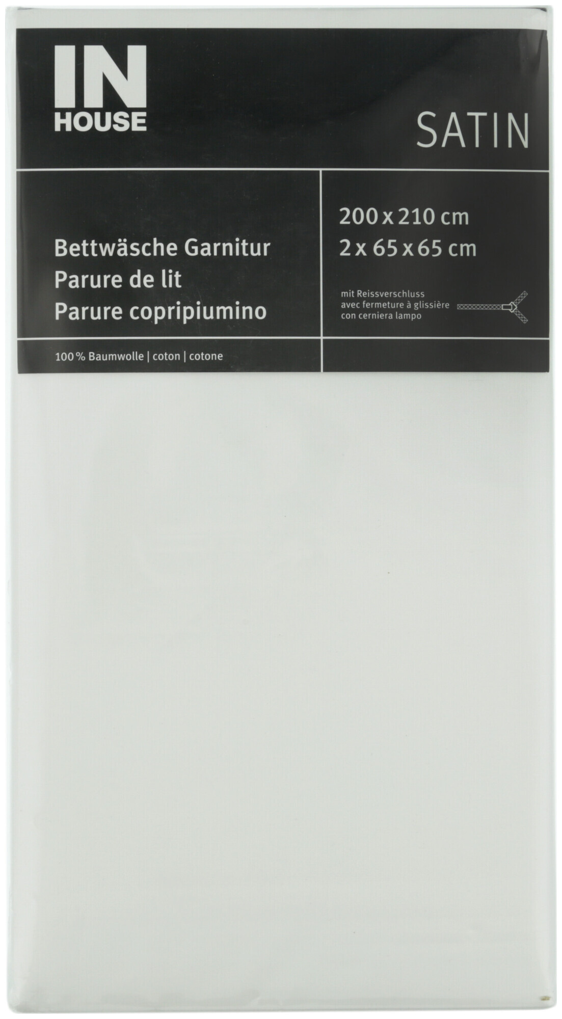 Image of Inhouse IH Bettwäschegarnitur Satin uni weiss 200x210/2x65x65
