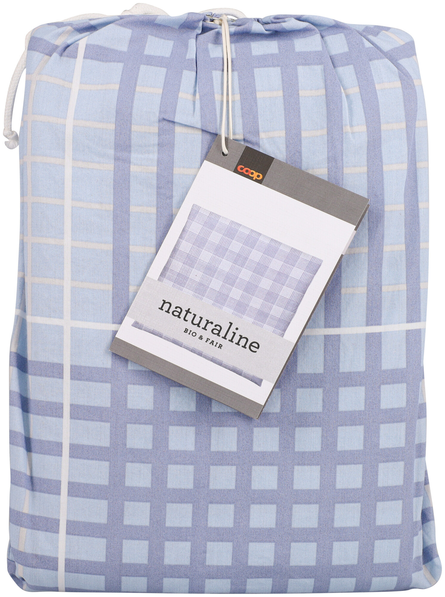 Image of Naturaline Textil Naturaline Duvetbezug Zoom Check blau 200x210 cm