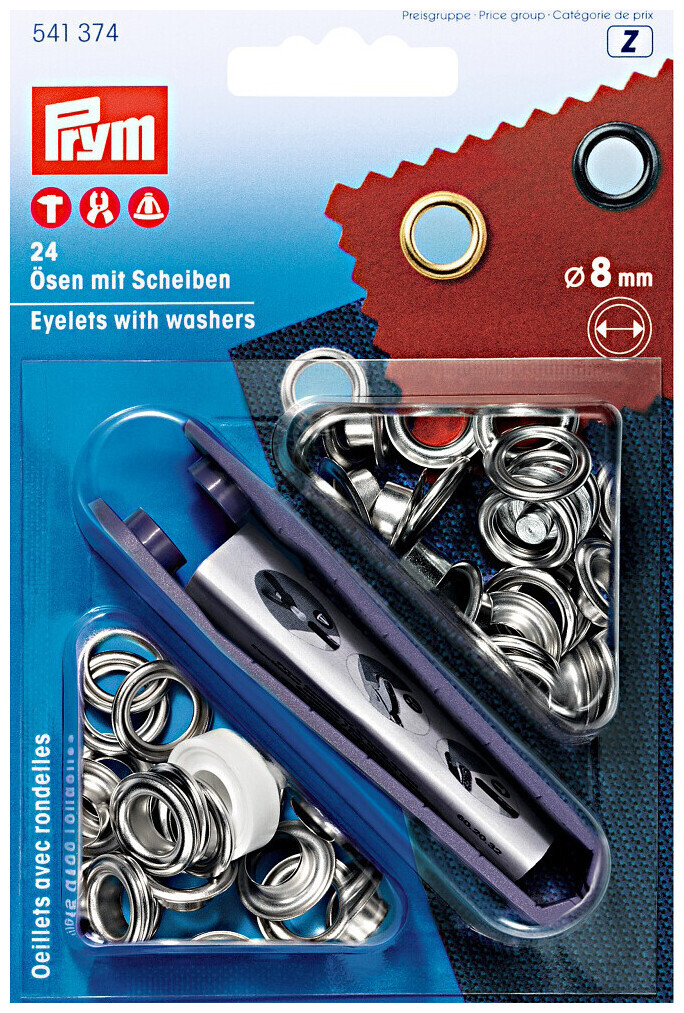 Prym Ösen + Scheiben silber 8 mm 24 Stk.