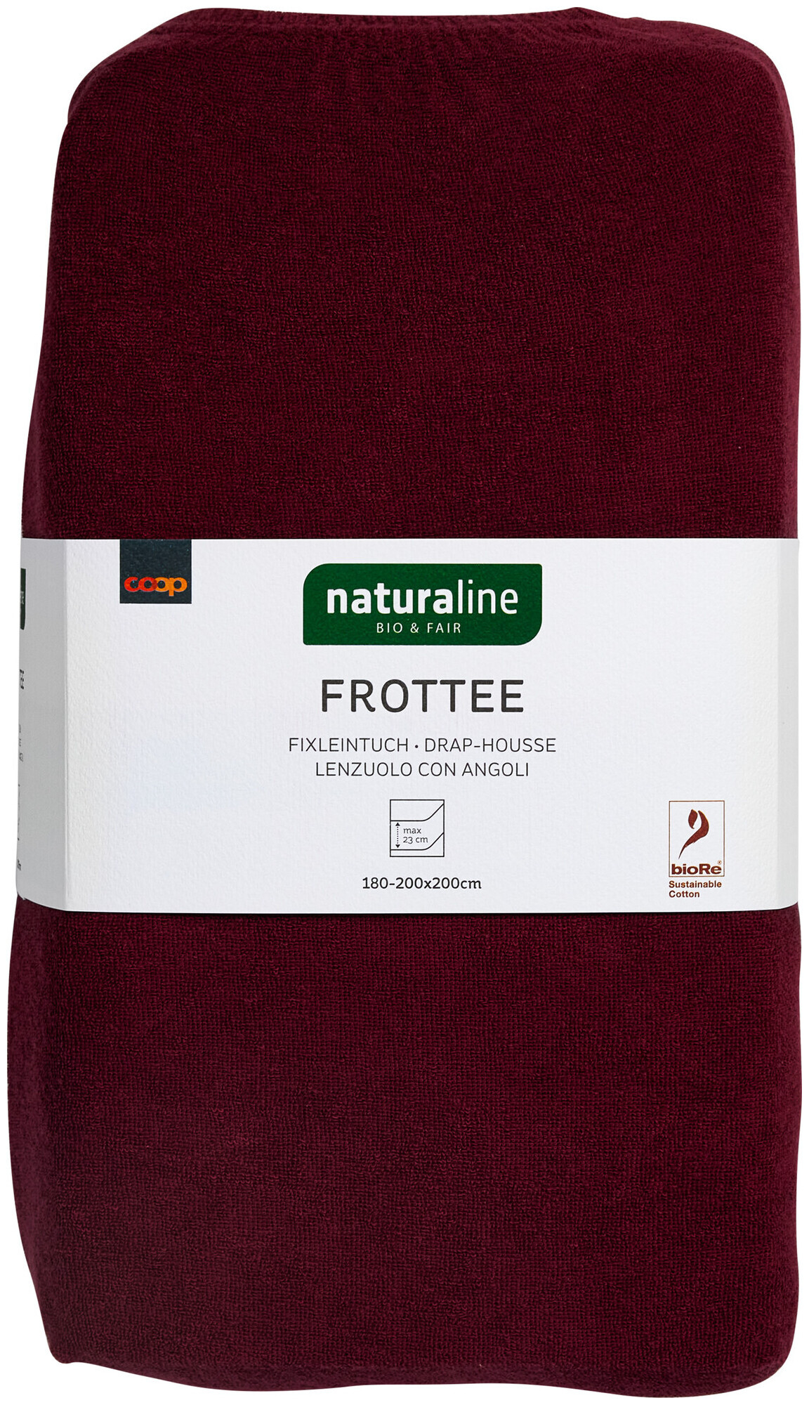 Image of Naturaline Textil Bio Fixl. Frotte 180x200 bordo