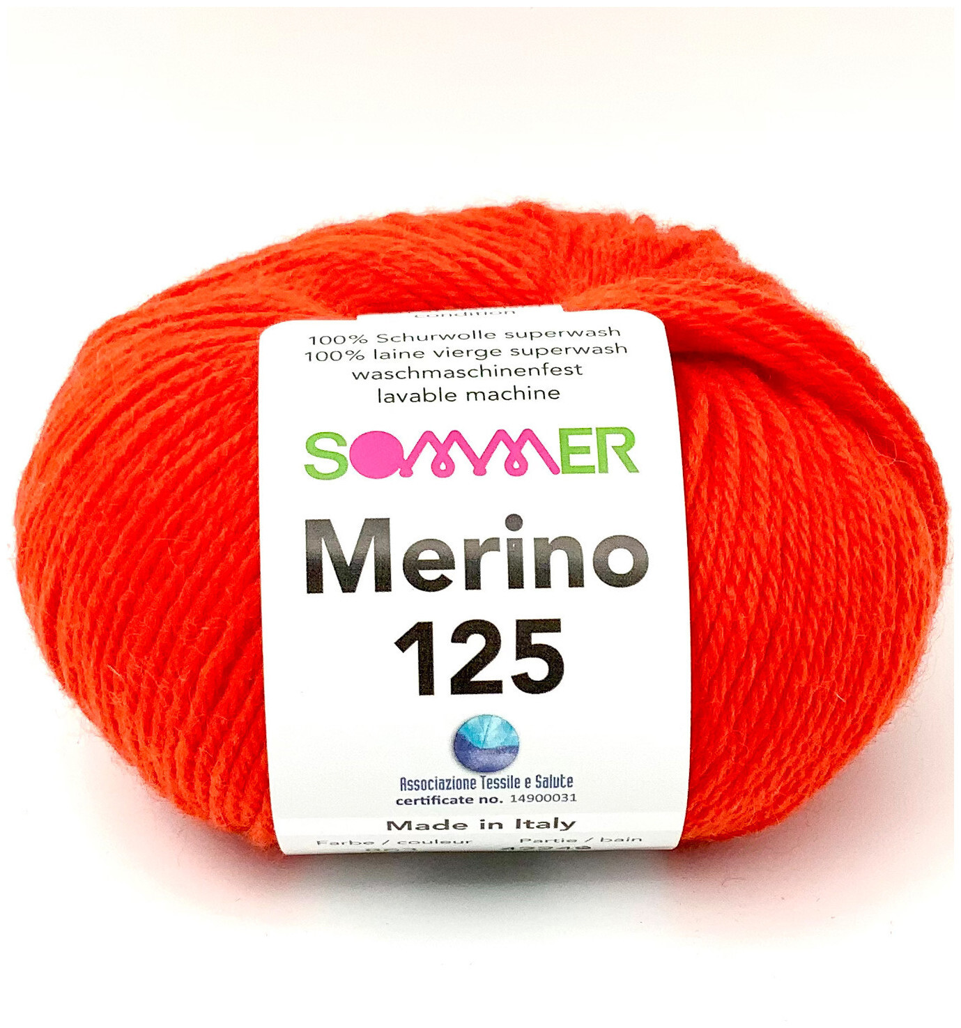 Image of Sommer Merino 125 863 Handstrickgarn 100% Merino Superwash orange 50g