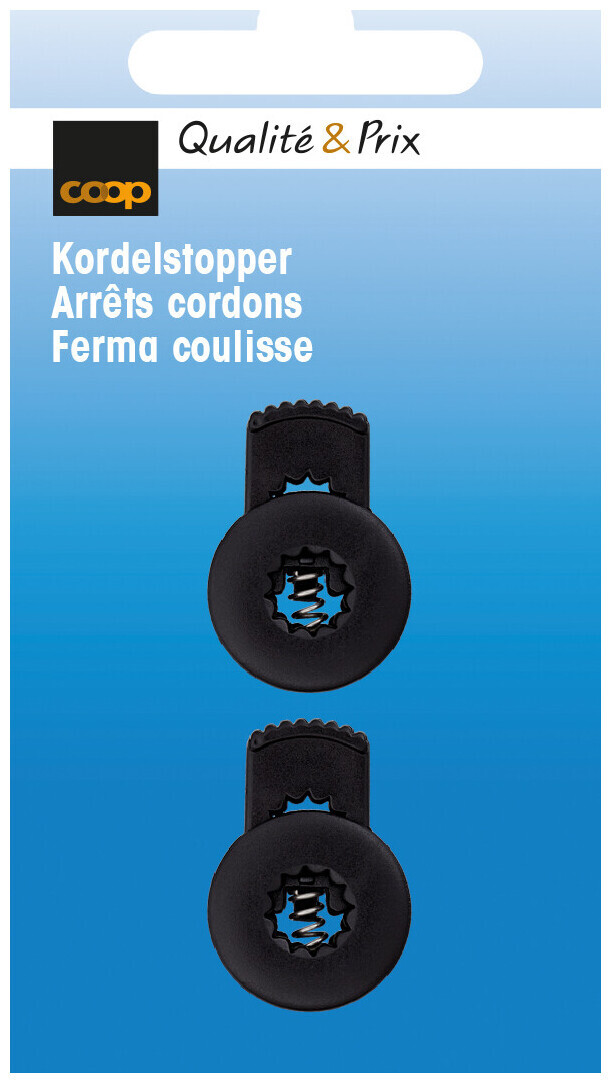 Image of Kordelstopper flach rund schwarz 17 mm 2 Stk.