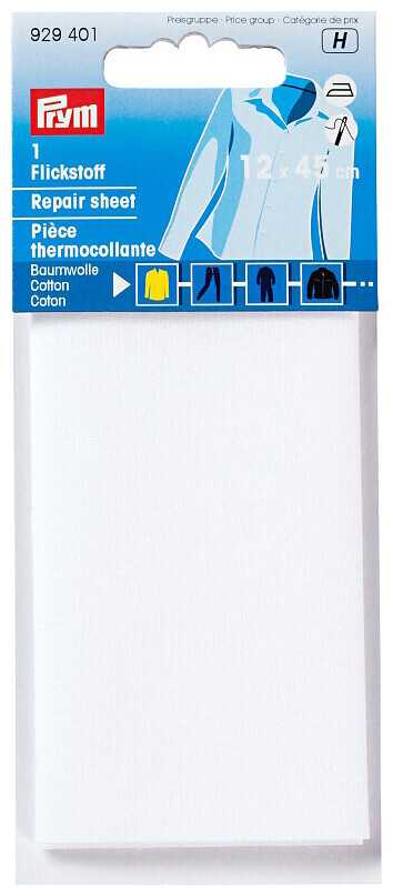 Prym tissu thermocollant blanc 12 x 45 cm carte