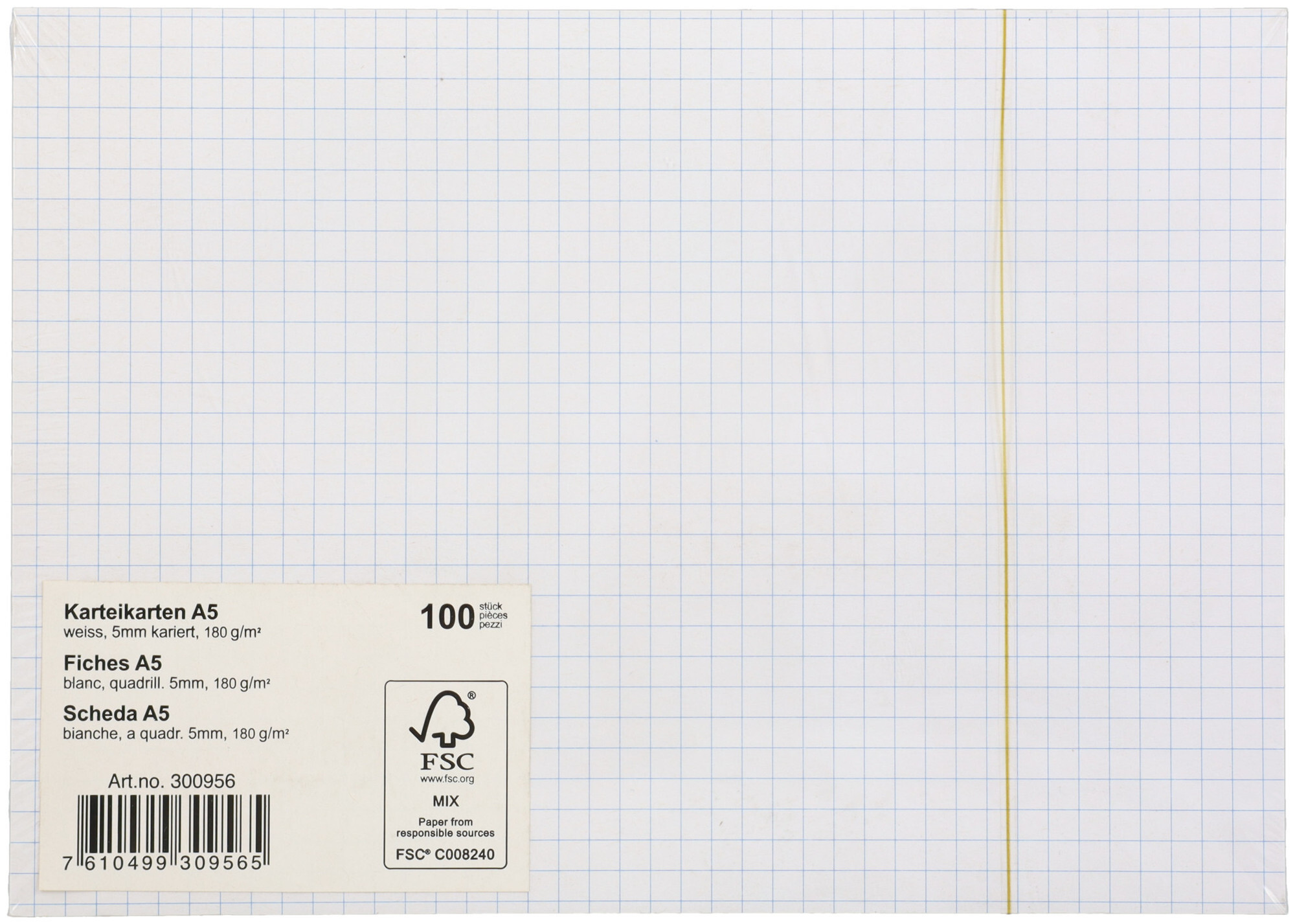 Image of KarteikarteA5 kariert weiss 5mm 180g 100Blatt