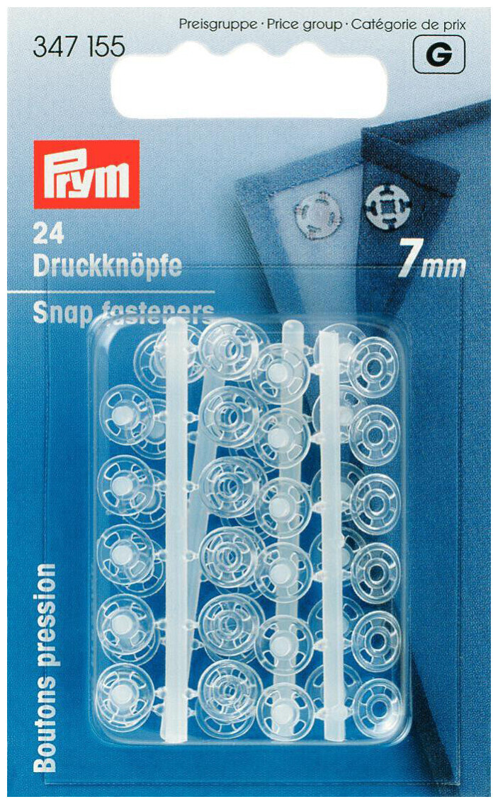 Prym bouton pression à coudre transparent 7 mm 24 pcs
